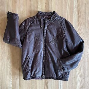 Vintage Leather Bomber Jacket Bermans Burgundy Size 42 60s Satin Lined